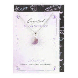 Amethyst Crystal Moon Necklace on Greeting Card