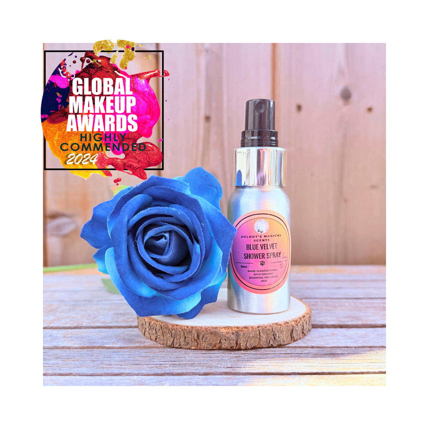 ward-winning Blue Velvet shower spray 30ml - Global Makeup Awards 2024 winner