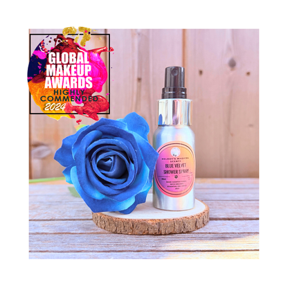 ward-winning Blue Velvet shower spray 30ml - Global Makeup Awards 2024 winner