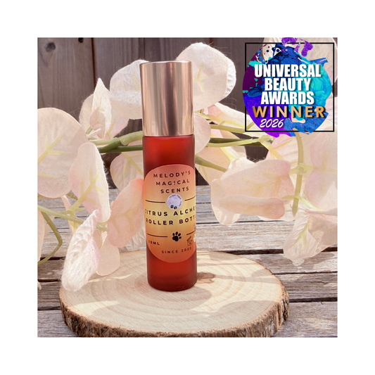 Roller bottle with floral background and 'Universal Beauty Awards Winner 2026' badge