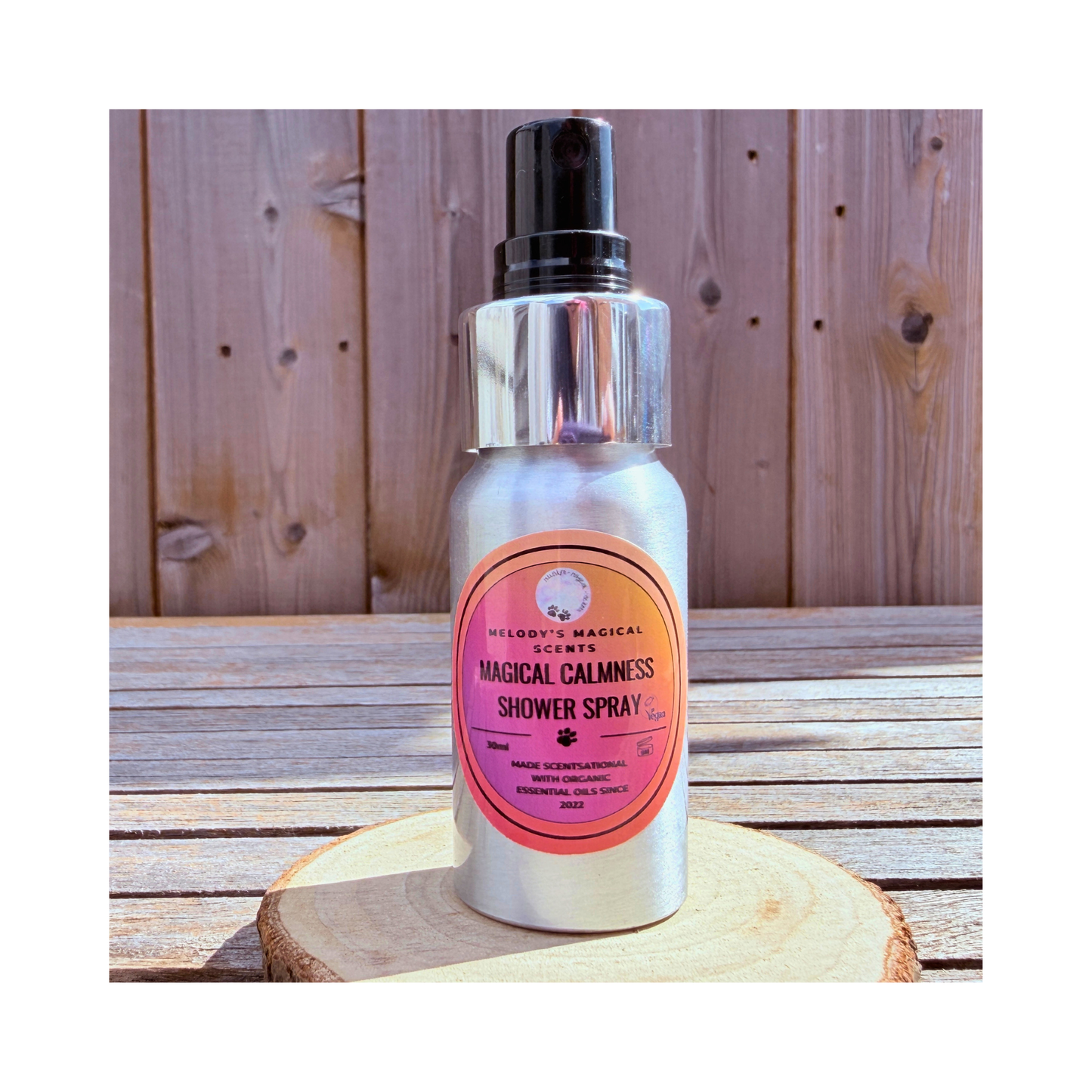 Magical Calmness shower spray 30ml bottle by Melody's Magical Scents