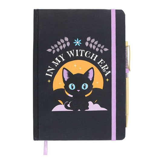 In My Witch Era Black Bat Cat A5 Notebook with Amethyst Pen
