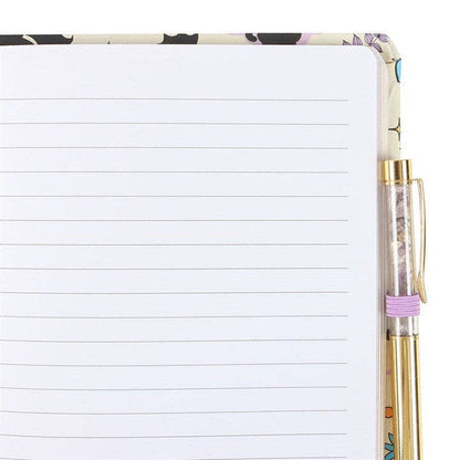 Cute and Creepy Black Cat Print A5 Notebook with Amethyst Pen